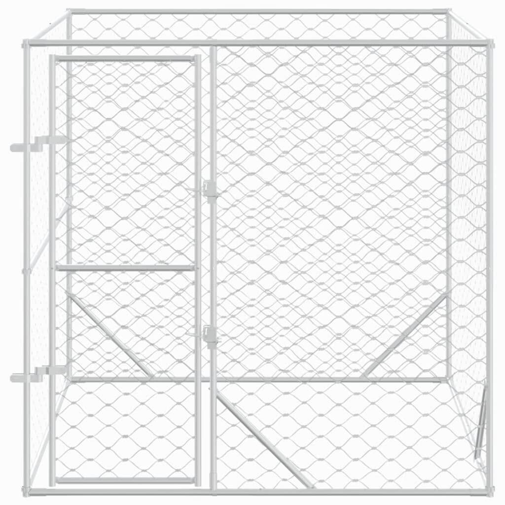 vidaXL Perrera de exterior acero galvanizado plateado 4x4x2 m, , large Imagen numero 11