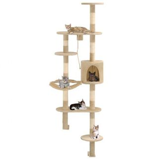 VidaXL Rascador de pared con postes de sisal color Beige