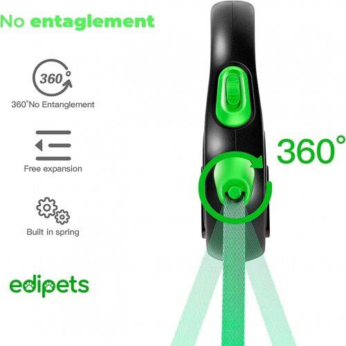 Edipets correa extensible ajustable con sistema de frenado verde y negro para perros, , large Imagen numero 3