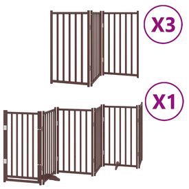 vidaXL Puerta para Perros Plegable Paneles Puerta de Seguridad Madera de &Aacute;lamo