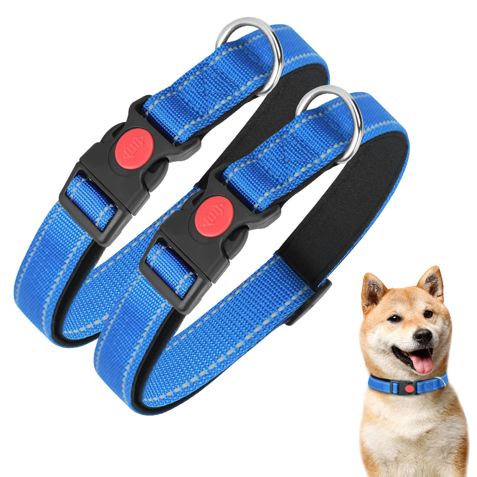 Nobleza - 2&times; Collar Perro, Collar Nylon Reflectante Suave Acolchado para Perros, Ajustable Collar Perro Peque&ntilde;o con Cerradura de Seguridad, Collares de Entrenamiento para Perros (S, Azul), , large Imagen numero 8