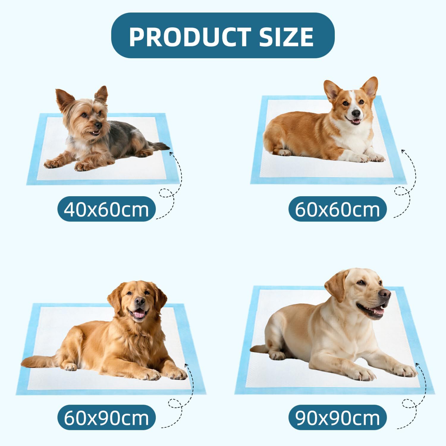 Nobleza Empapadores Perros 60x90cm Pañales Desechables para Perros, 50 Unidades Alfombra Toallas Higiénica Absorbente y Antifugas Empapadores para Mascotas,Empapadores Perros thumbnail