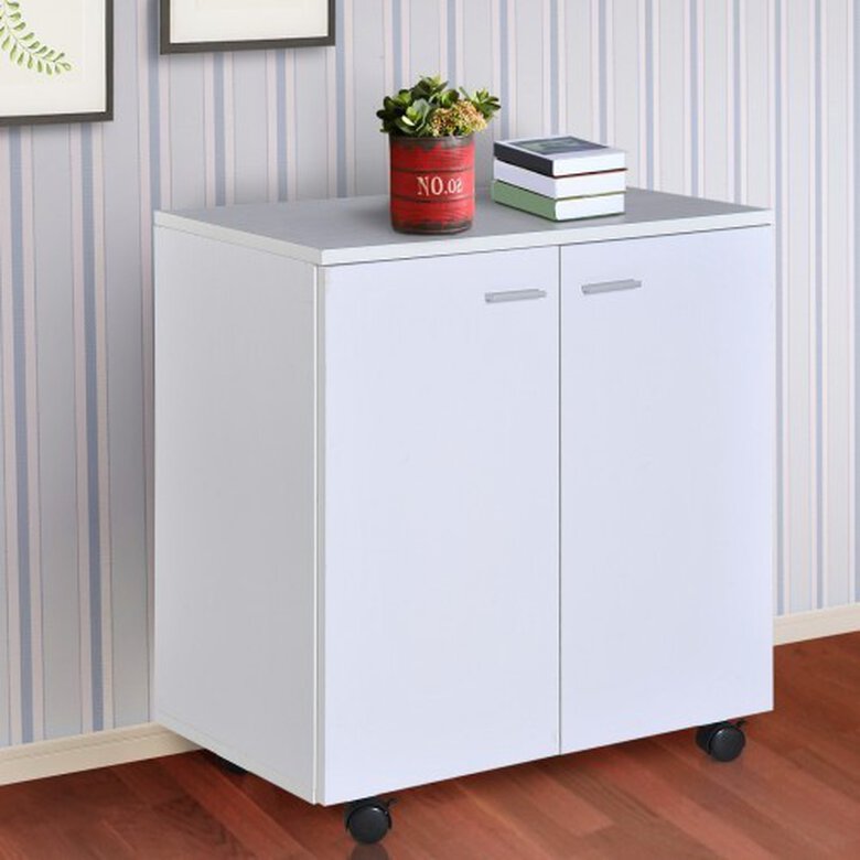 Mesa de armario con ruedas y puertas Homcom color Blanco, , large image number null