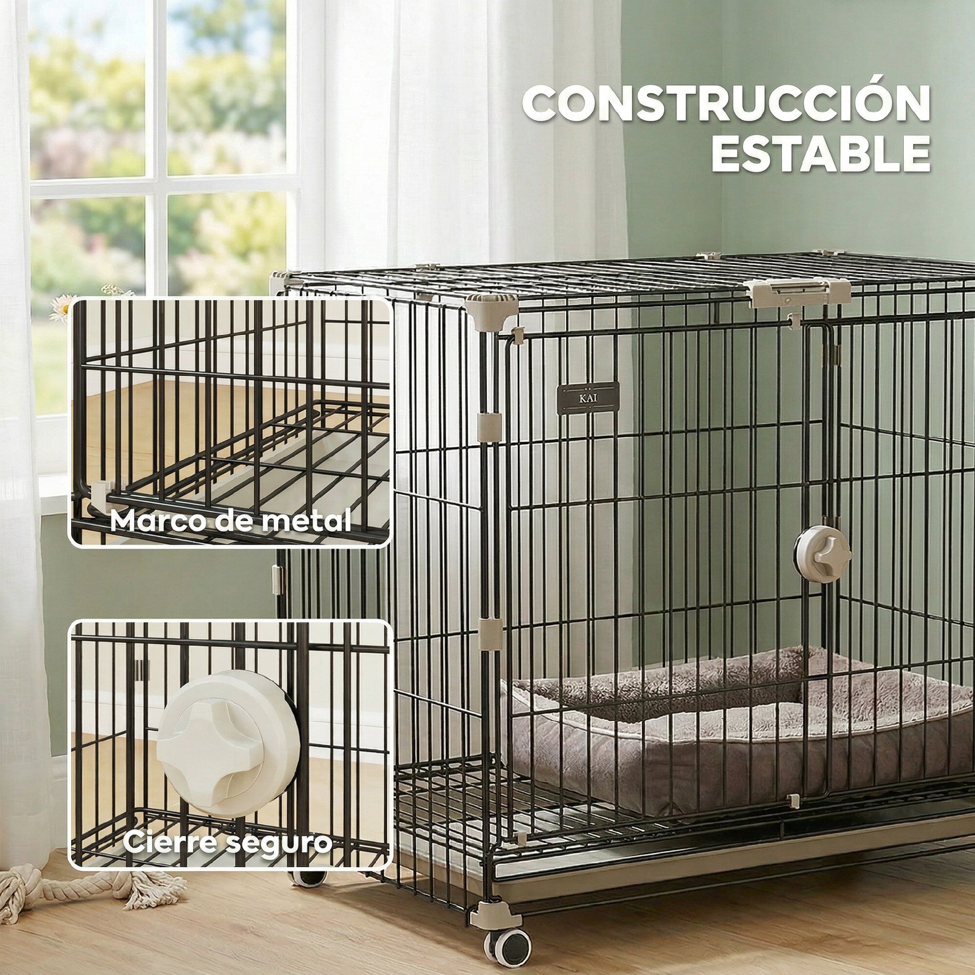 PawHut Jaula para Perro Negro, , large Imagen numero 5