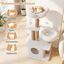 COSTWAY &Aacute;rbol Rascador para Gatos, Torre para Gatos con Percha Superior Acolchonada en Forma de Flor, Condominio y Cama, 2 Bolas Colgantes con Cascabel y Postes, Mueble Multinivel para Escalar (Beige), , large indicador imagen numero 4