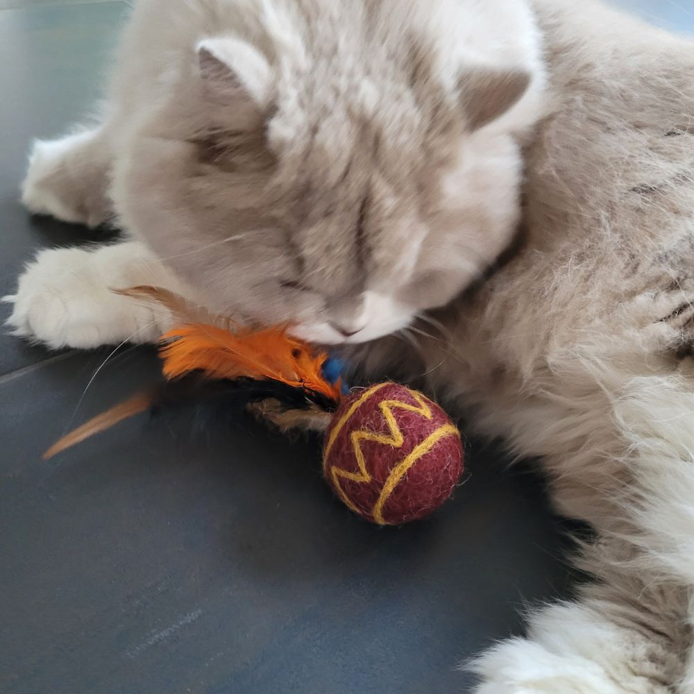 Pelota con plumas para gato de lana natural Tepee-Plume, , large Imagen numero 4