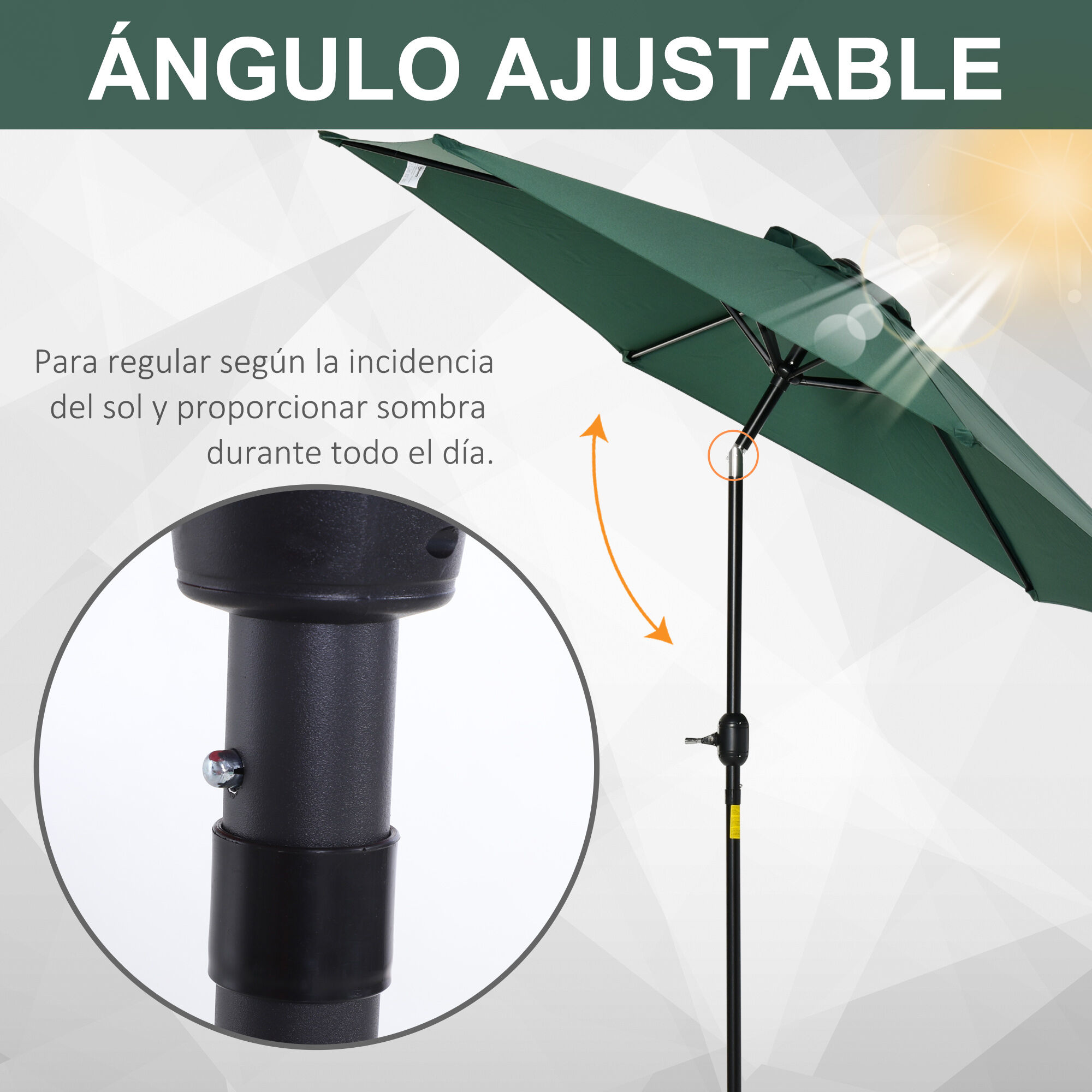 Outsunny Sombrilla Para Jardín Parasol De Aluminio Con Manivela thumbnail