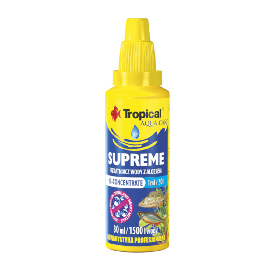 Tropical Supreme Acondicionador de Agua con Aloe para acuarios de agua dulce.