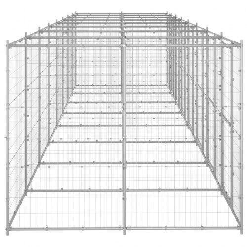 Vidaxl perrera con puertas de bisagra plateado para perros, , large Imagen numero 16
