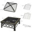 Outsunny Brasero Exterior Calentador de Fuego 76x76x47 cm Multifuncional 3 en 1 Cuadrada Nuevo Estilo Cubo de Hielo para Calefacción Barbacoa Terraza Jardín Negro, , large indicador imagen numero 3