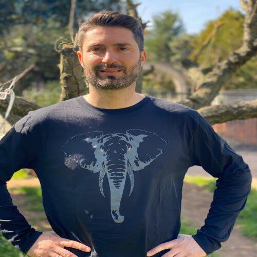 Camiseta unisex elefante color Negro thumbnail