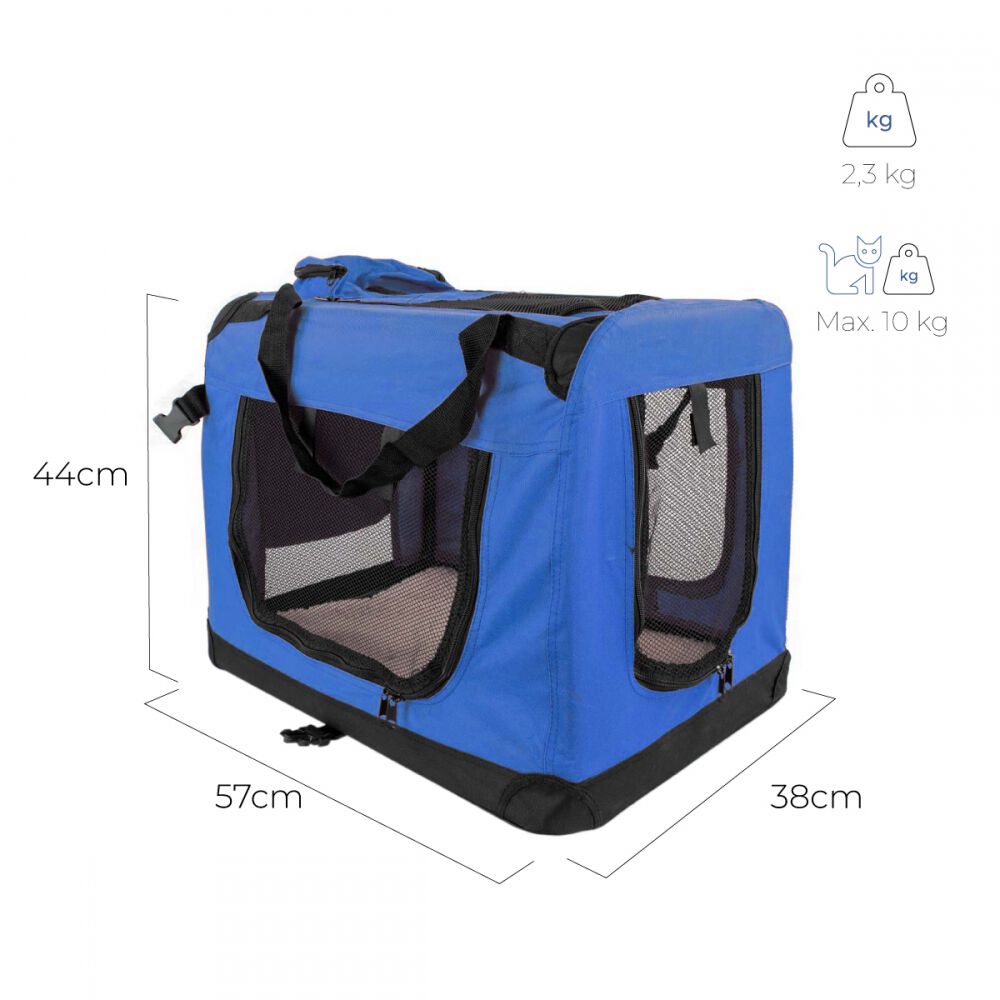 Transport&iacute;n para mascotas | 57 cm x 38 cm x 44 cm | Plegable | Talla M | Soporta 10 kg | Azul | Bal&uacute; | Mobiclinic, , large Imagen numero 4