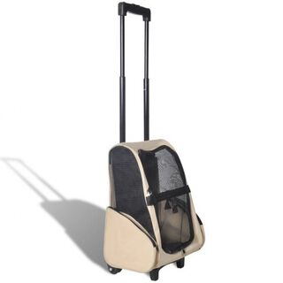 vidaXL Transportín plegable beige para mascotas