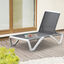Outsunny Tumbona Reclinable de Jardín de Aluminio con Ruedas y Respaldo Ajustable en 5 Niveles Sillón Relax para Terraza Balcón Piscina 170x67,5x95 cm Gris Blanco, , large indicador imagen numero 2