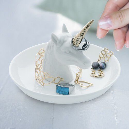 Bandeja para anillos y joyas con unicornio de cer&aacute;mica, , large Imagen numero 3