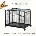 Jaula de Metal PawHut para Perros Plegable con Ruedas y Frenos color Gris, , large image number null