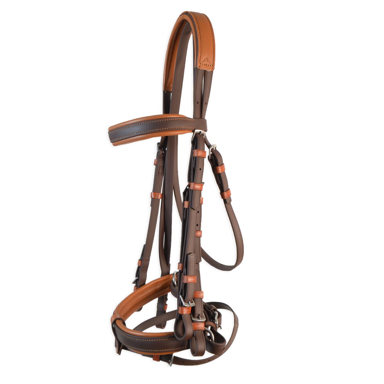 Cabezada inglesa doma con doble rienda Biothane | Marr&oacute;n y avellana | Equipamiento para el caballo | Producto de Guarnicioner&iacute;a | Tradici&oacute;n artesana | Color Marr&oacute;n | Los Nietos, , large Imagen numero 1