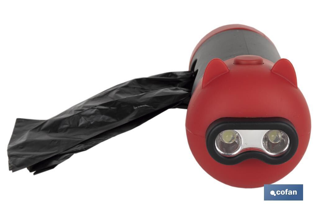 Dispensador de Bolsas con Linterna Led | Accesorios para Mascotas | 20 Bolsas para Excrementos y Pilas, , large Imagen numero 2