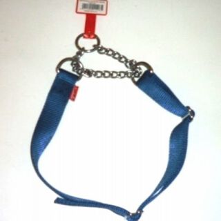 Ferribiella Collar de Nylon con Cadena Azul para perros