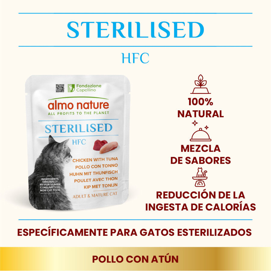 Almo Nature HFC Sterilised de Pollo y Atún en Sobre para gatos thumbnail