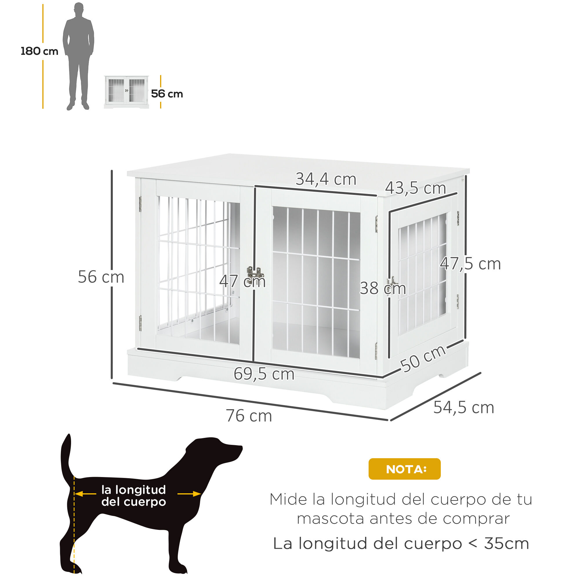 PawHut Jaula para Perros Peque&ntilde;os de Madera, , large Imagen numero 3