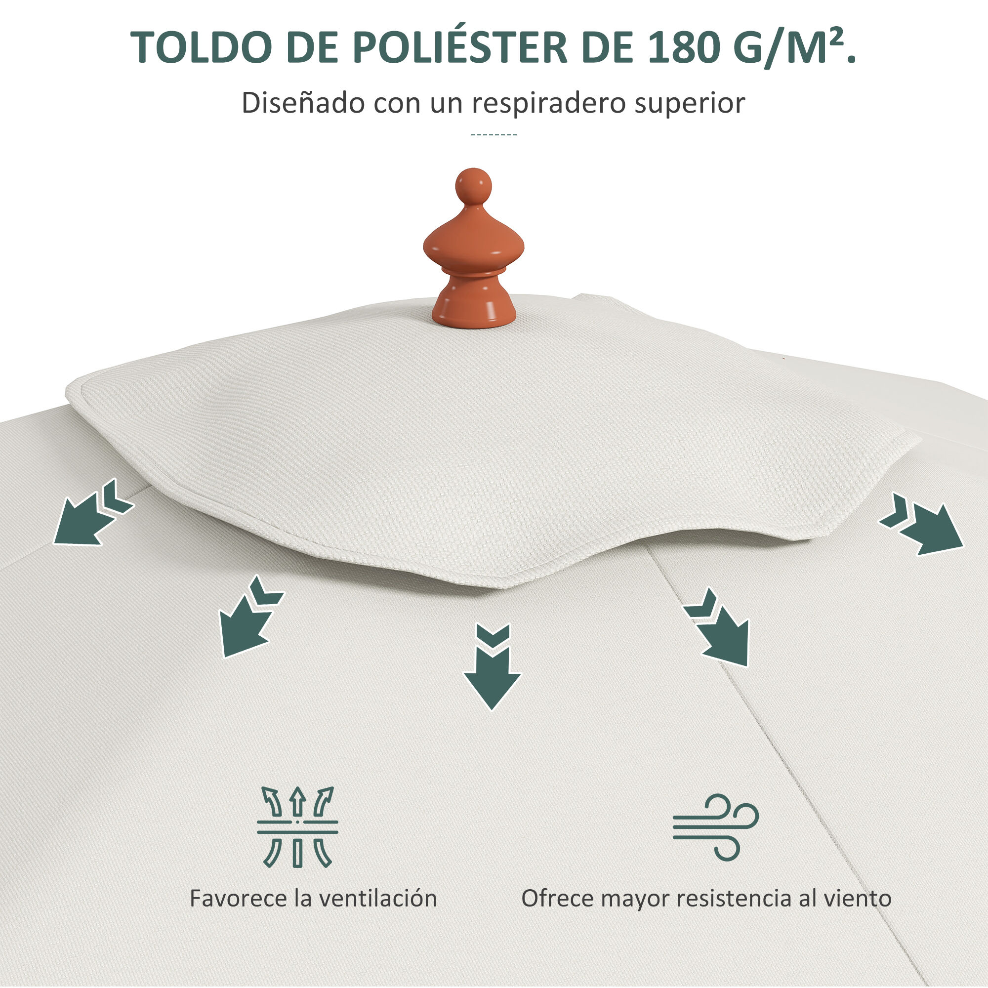 Outsunny Sombrilla de Jard&iacute;n Beige, , large Imagen numero 5