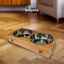 Edipets comedero doble de acero inoxidable madera para mascotas, , large indicador imagen numero 4