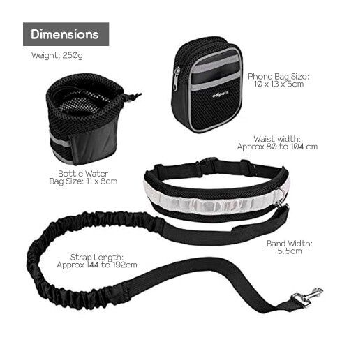 Edipets canicross correa manos libres con portabotellas negra para perros, , large Imagen numero 2