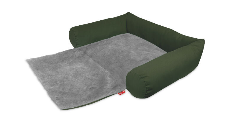 Gauty Cama Redonda para Perros y Gatos  Tela Impermeable y pelo - Verde y gris, , large Imagen numero 1