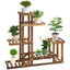 Outsunny Soporte de Madera para Flores Estantería Decorativa para Macetas Plantas con 6 Estantes Interior y Exterior para Jardín Balcón Terraza 95x28x96,5 cm Carbonizado, , large indicador imagen numero 1