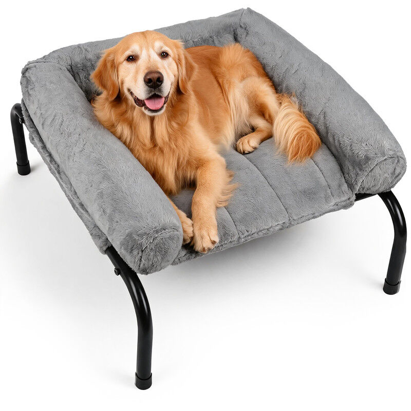 Nobleza Cama Elevada Sof&aacute; para Perros (XL-122*71*32cm) - Cama 2 en 1 Invierno/Verano con Coj&iacute;n de Felpa Desmontable, Cama T&eacute;rmica y Transpirable para Exterior e Interior, Gris, , large Imagen numero 1