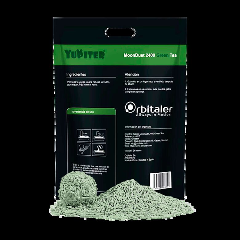 Yupiter® MoonDust 2400 Green Tea arena aglomerante de té verde para gatos thumbnail