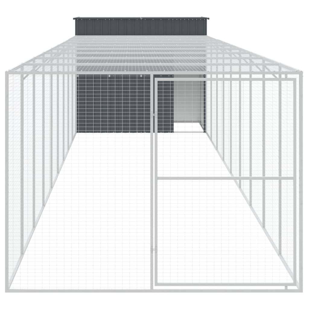 vidaXL Caseta perros con corral acero galvanizado gris 214x1069x181 cm, , large Imagen numero 2