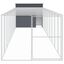 vidaXL Caseta perros con corral acero galvanizado gris 214x1069x181 cm, , large indicador imagen numero 2