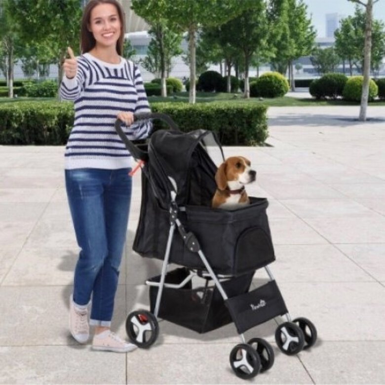 Pawhut coche plegable negro para mascotas, , large image number null