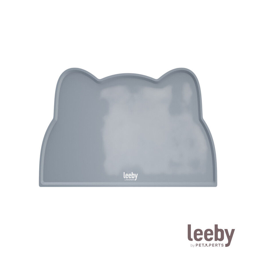 Leeby Alfombrilla Antideslizante Comedero forma Gato Gris para perros y gatos, , large Imagen numero 2