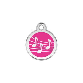 Red Dingo Placa identificativa Acero Inoxidable Esmalte Música Rosa Fuerte para perros