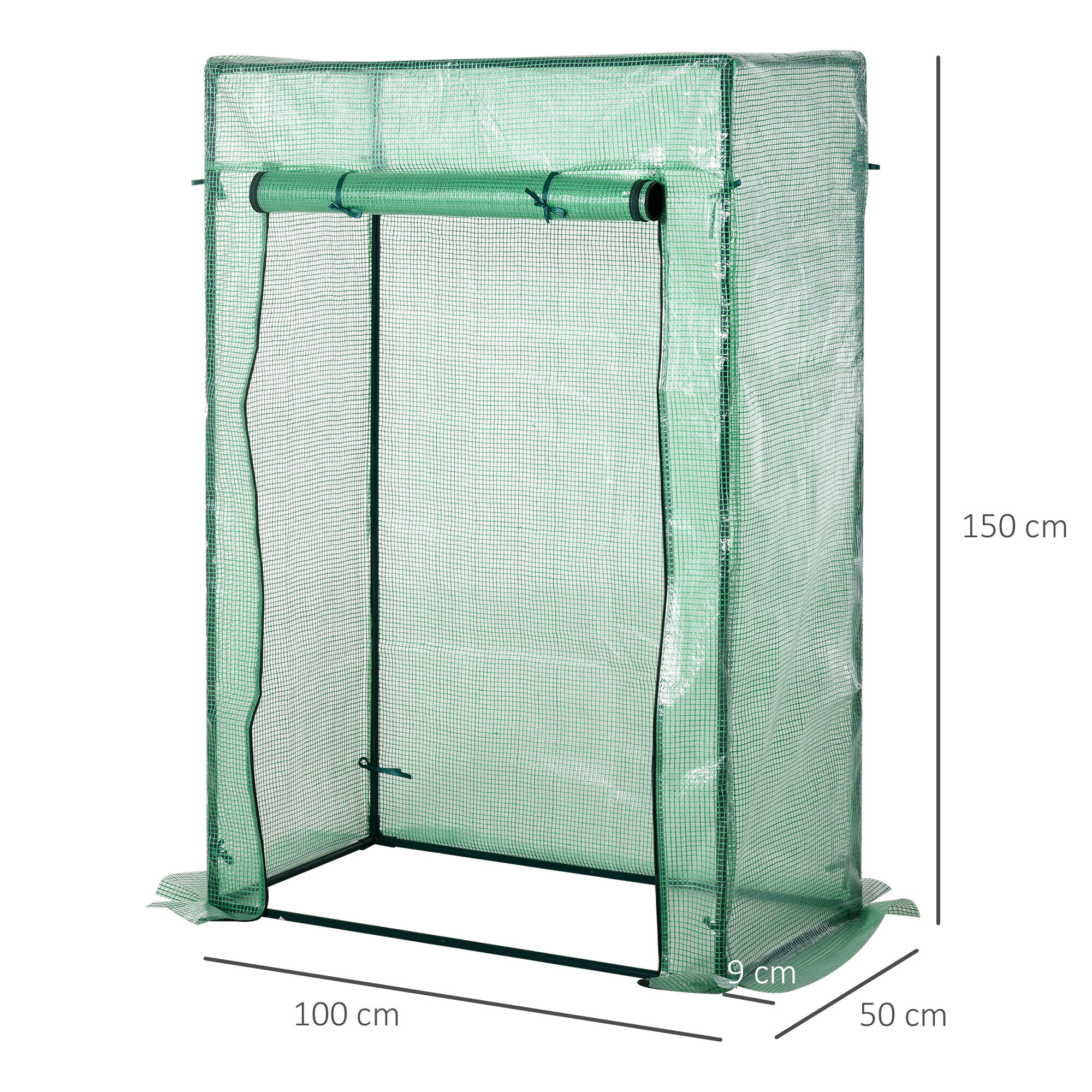 Outsunny Invernadero con Puerta Enrollable y Estructura de Acero Invernadero de Jard&iacute;n Terraza Patio para Cultivo de Plantas 100x50x150 cm Verde, , large Imagen numero 3