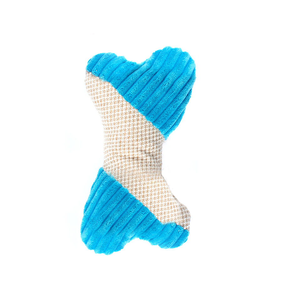 Juguete de peluche para perro Plush Premium Bone Blue de Play & Bite Imagen numero 1