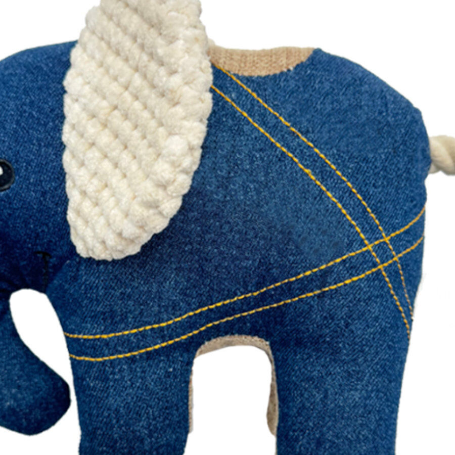 Tootoy! Comfort Denim Elephant peluche con sonido para perros thumbnail