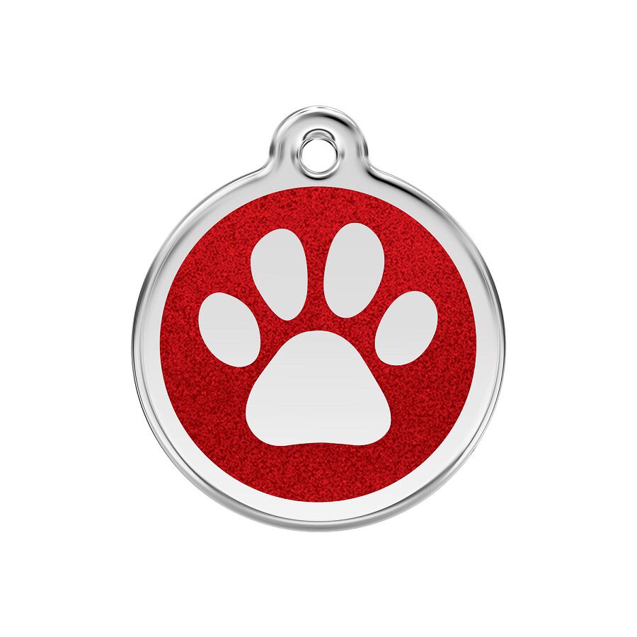 Placa identificativa Purpurina Huella perro Rojo para perros, , large Imagen numero 1
