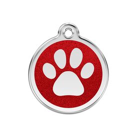 Red dingo Placa identificativa Purpurina Huella perro Rojo para perros