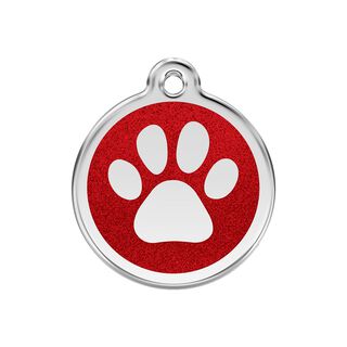 Red dingo Placa identificativa Purpurina Huella perro Rojo para perros