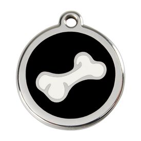 Red Dingo Placa identificativa Acero Inoxidable Esmalte Comic Hueso Negro para perros