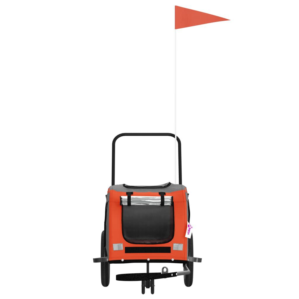 vidaXL Remolque bicicleta para perros hierro tela Oxford naranja negro, , large Imagen numero 3