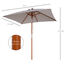 Outsunny Sombrilla de Jardín 200x150x235 cm Parasol de Jardín Rectangular con Ángulo Ajustable Anti-UV Impermeable y Poste de Madera para Playa Patio Exterior Gris, , large indicador imagen numero 3