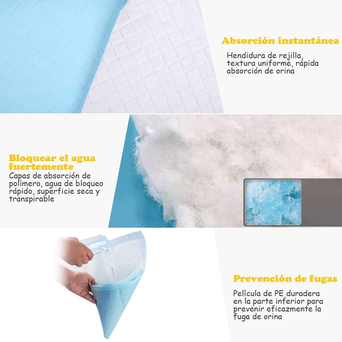 COSTWAY Almohadilla de Entrenamiento para Perros Almohadilla de Pa&ntilde;al Desechable Almohadilla de Higiene para Carros Gatos (75x75cm 150 Piezas), , large Imagen numero 5