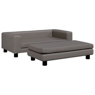 vidaXL Sofá Cama con Extensión de Cuero Sintético gris para perros