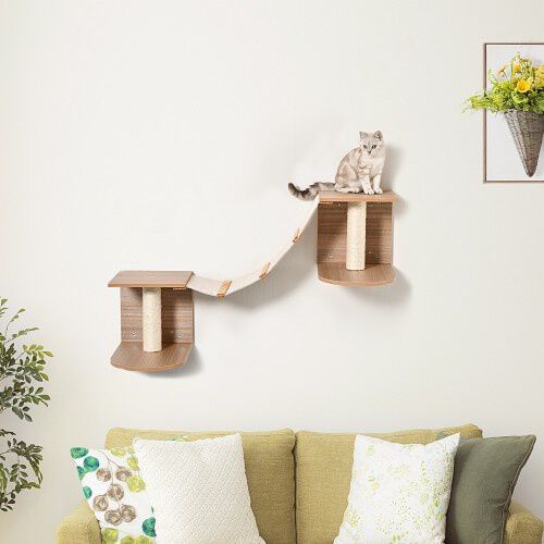 Pawhut escaleras de tela con plataforma para gatos thumbnail