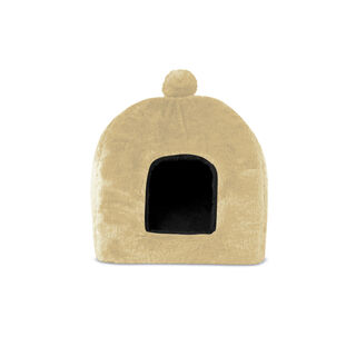Gauty Cama de pelo beige y negro para Perros y Gatos 